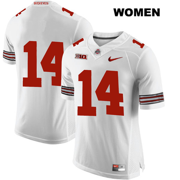 Ohio State Buckeyes Women's K.J. Hill #14 White Authentic Nike No Name College NCAA Stitched Football Jersey HK19I45TA